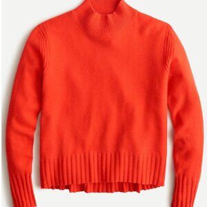 J Crew 100% Cashmere Mock Neck Sweater Red Orange Size L
